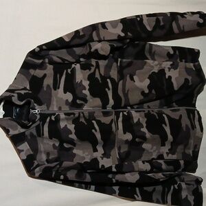 Urban Frontier Men’s Long Sleeve Full Zip Gray Camouflage Fleece Jacket M